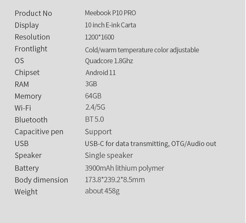 Meebook P10 Pro Edition 2023 - 10.3 inch e-note